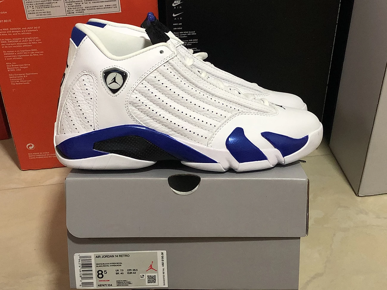 Fit Sporting Goods Air Jordan 14 White/Hyper Royal-Black 487471-104 4 Fit Sporting Goods Air Jordan 14 White/Hyper Royal-Black 487471-104 - Image 2