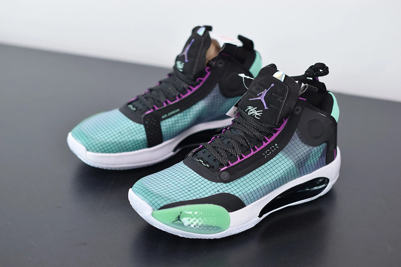 Fit Sporting Goods Air Jordan 34 Blue Void/Green Glow-Black-Metallic Silver 7 Fit Sporting Goods Air Jordan 34 Blue Void/Green Glow-Black-Metallic Silver - Image 5