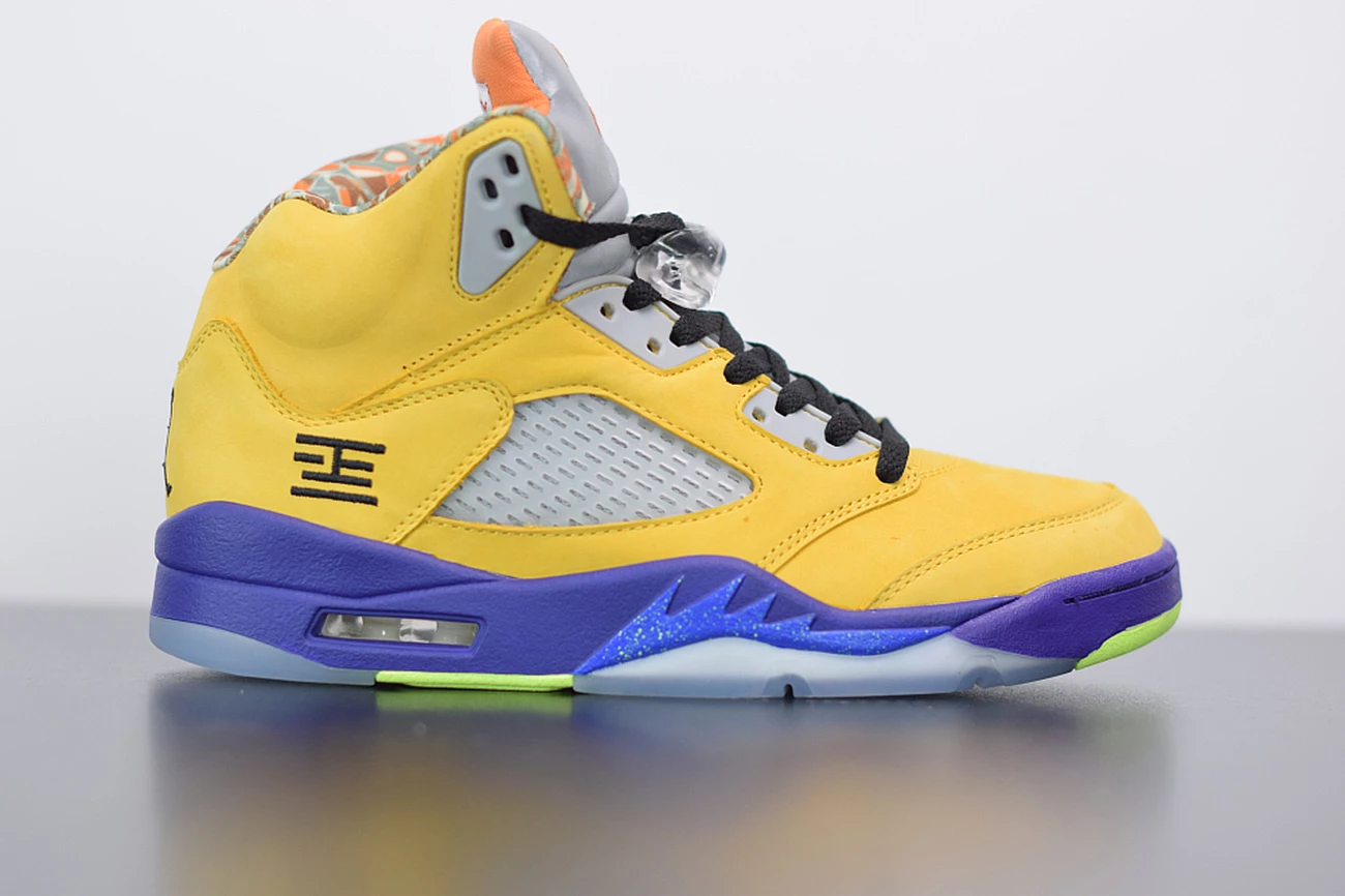 Fit Sporting Goods Air Jordan 5 “What The” Varsity Maize/Court Purple/Ghost Green/Solar Orange 3 Fit Sporting Goods Air Jordan 5 “What The” Varsity Maize/Court Purple/Ghost Green/Solar Orange - Image 2
