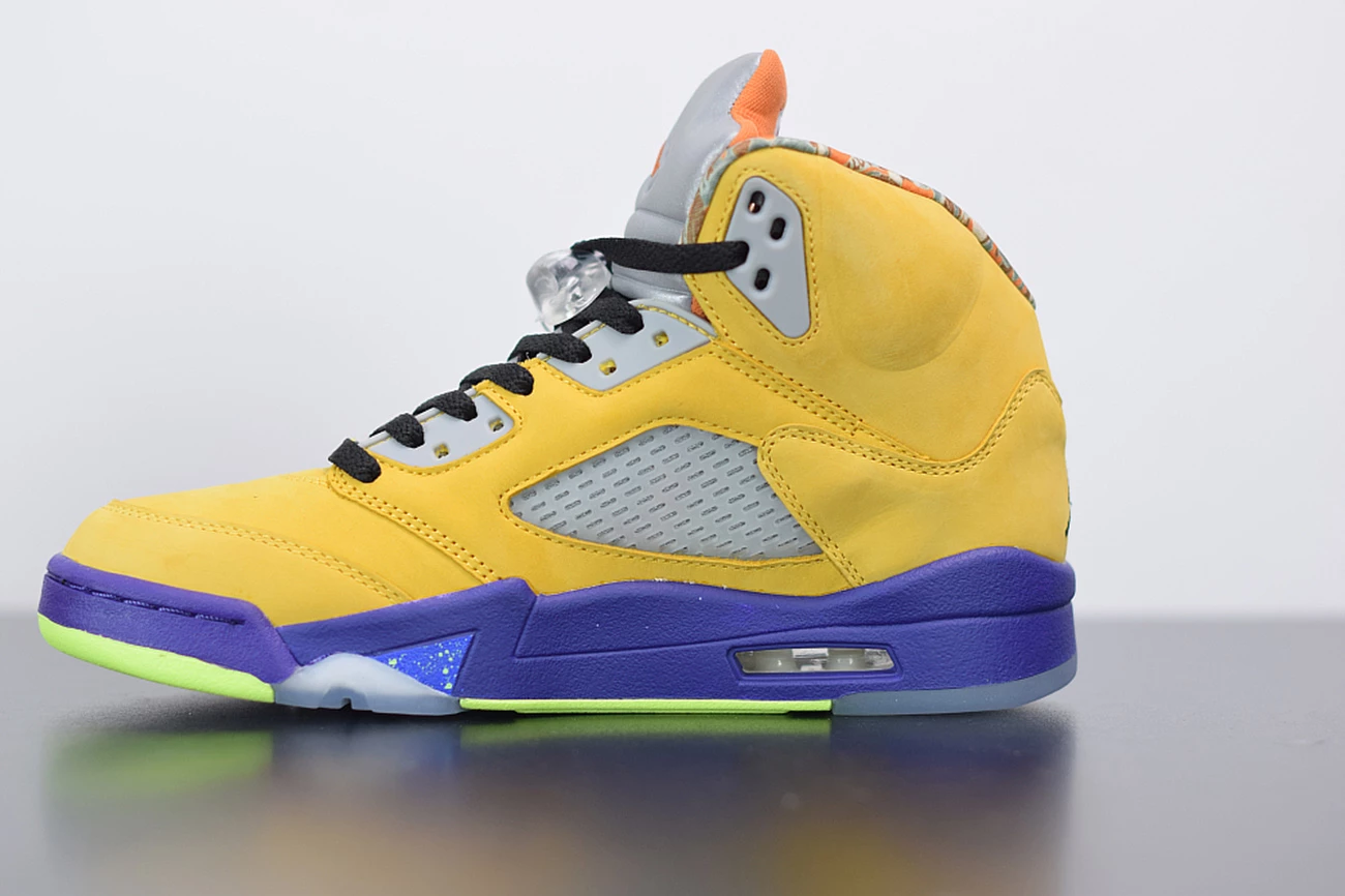 Fit Sporting Goods Air Jordan 5 “What The” Varsity Maize/Court Purple/Ghost Green/Solar Orange 4 Fit Sporting Goods Air Jordan 5 “What The” Varsity Maize/Court Purple/Ghost Green/Solar Orange - Image 3