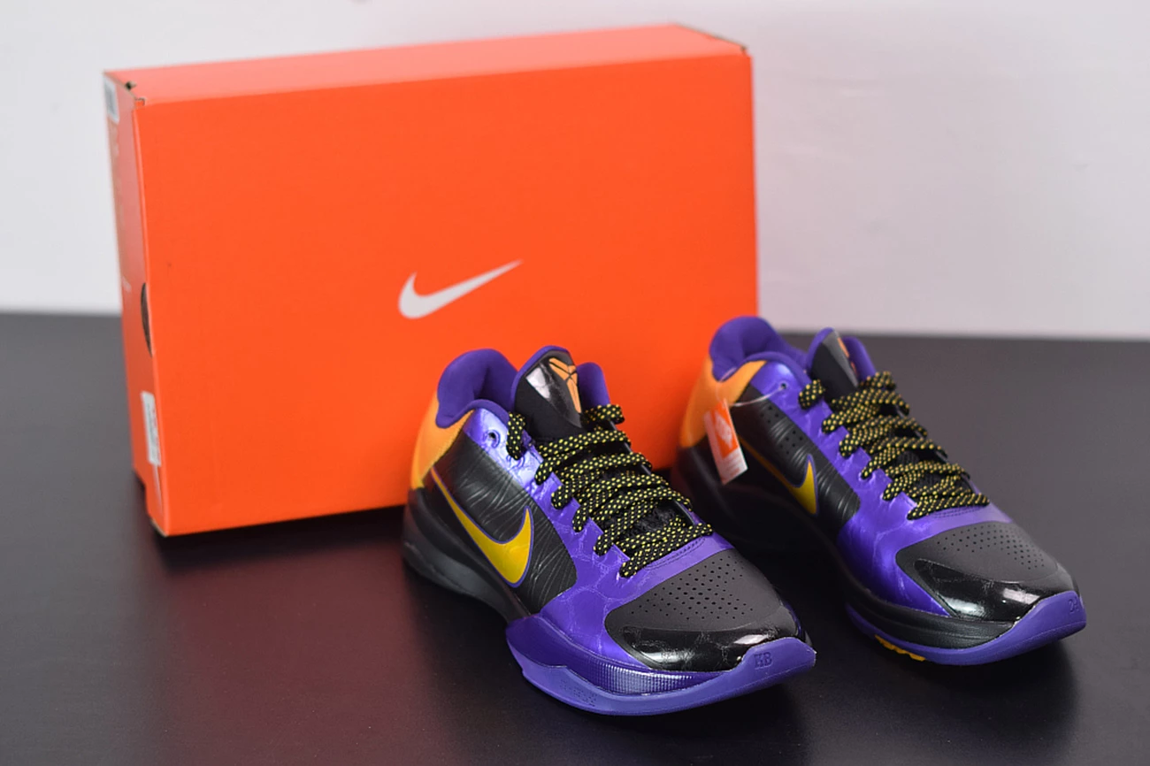 Fit Sporting Goods Nike Zoom Kobe 5 ‘Lakers Away’ Black/De Sol-Varsity Purple 386430-071 3 Fit Sporting Goods Nike Zoom Kobe 5 ‘Lakers Away’ Black/De Sol-Varsity Purple 386430-071
